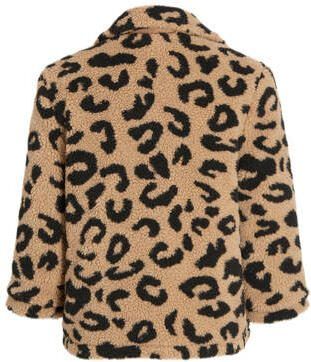 Anytime teddy jas met panterprint bruin Meisjes Polyester Reverskraag Panterprint 110 116 - Foto 3