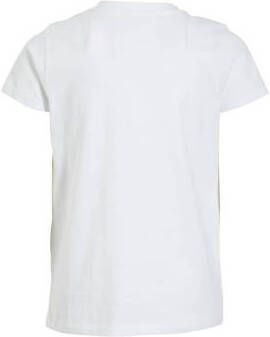 anytime basic T-shirt wit Meisjes Katoen Ronde hals Effen 98 104