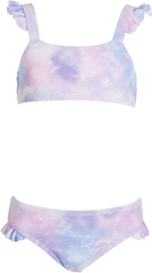 Anytime tie-dye bikini met ruffels lila Paars Meisjes Polyester Tie-dye 98 104
