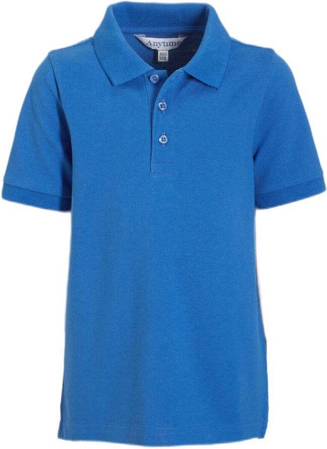 Anytime piqué polo blauw Jongens Katoen Klassieke kraag Effen 110 116