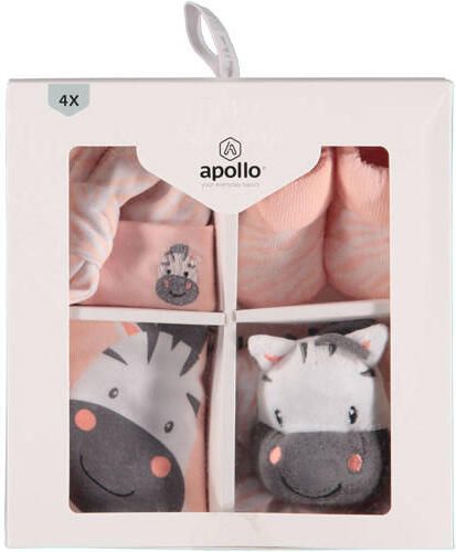 Apollo baby geschenkset Zebra lichtroze wit | Geschenkset van - Foto 2