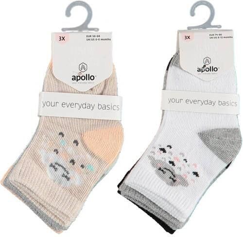 Apollo baby sokken set van 6 beige grijs blauw lichtblauw Meisjes Katoen 56-68 - Foto 2