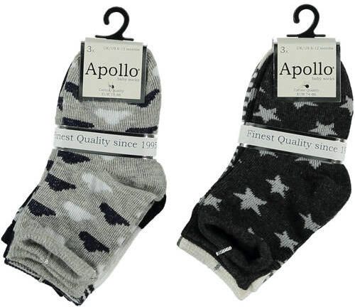Apollo baby sokken set van 6 zwart wit grijs Jongens Katoen All over print 56-68 - Foto 2