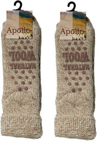 Apollo gemeleerde huissokken set van 2 beige Wol Melée 23-26 - Foto 4