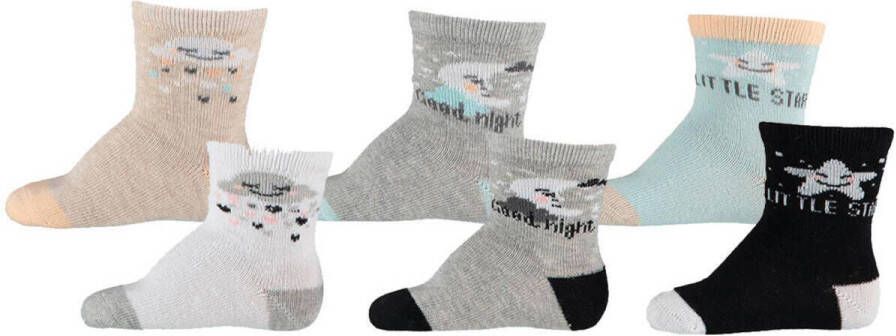 Apollo baby sokken set van 6 beige grijs blauw lichtblauw Meisjes Katoen 56-68