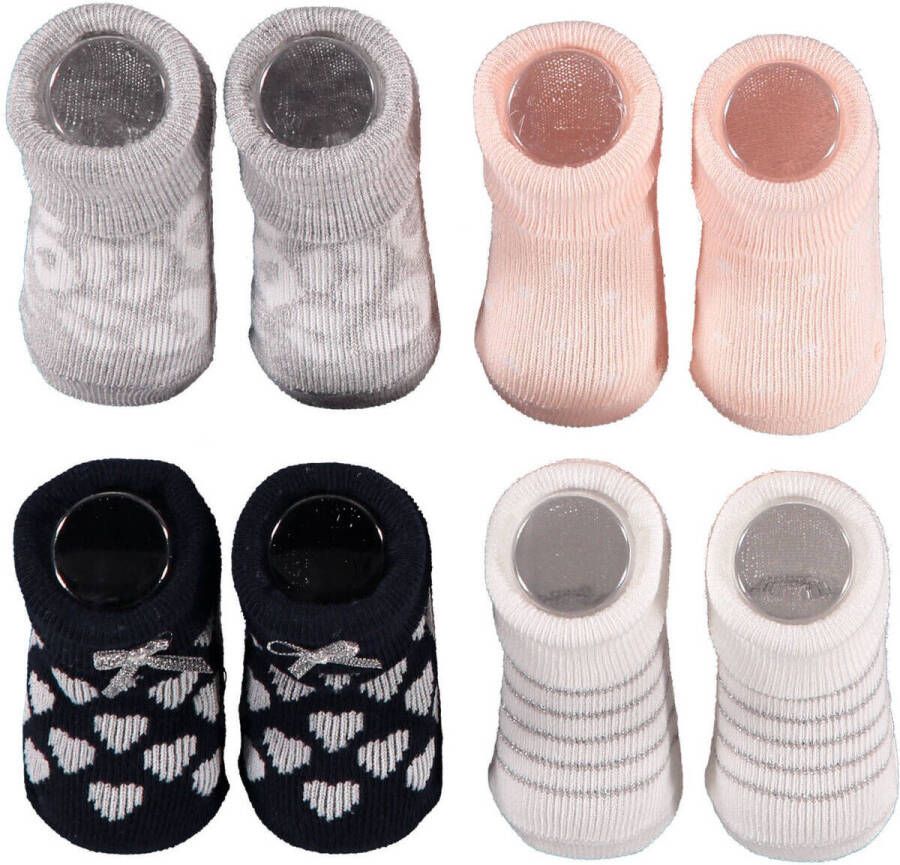 Apollo new born sokken set van 4 in een geschenkset roze wit blauw Multi Katoen 0-3 mnd - Foto 2