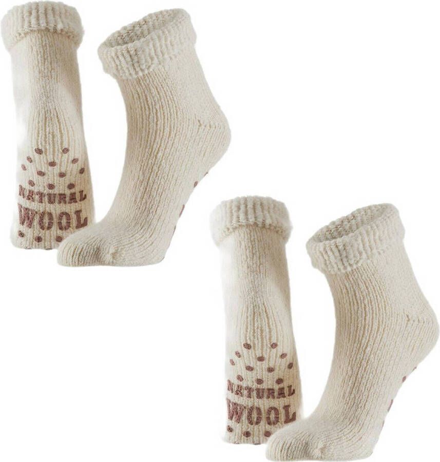 Apollo huissokken set van 2 zand Beige Wol Melée 23-26