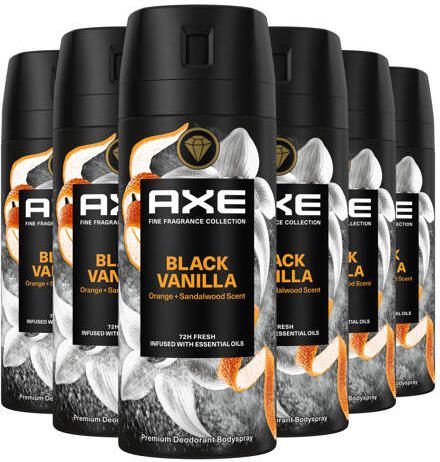 Axe Fine Fragrance Collection Black Vanilla premium deodorant bodyspray 6 x 150 ml