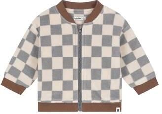 Babyface gebreid geruit vest grijs beige Jongens Polyester Ronde hals