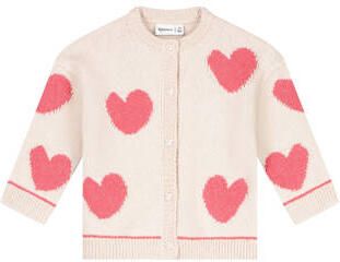 Babyface gebreid vest met hartjes lichtroze wit Meisjes Katoen Ronde hals