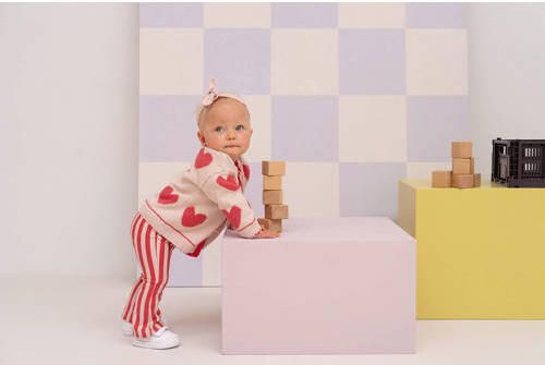 Babyface gebreid vest met hartjes lichtroze wit Meisjes Katoen Ronde hals - Foto 2