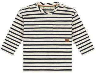 Babyface gestreepte longsleeve donkerblauw ecru Jongens Stretchkatoen Ronde hals