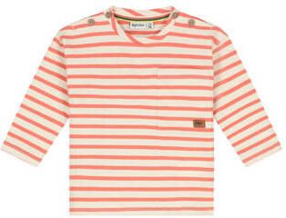 Babyface gestreepte longsleeve oranje ecru Jongens Stretchkatoen Ronde hals