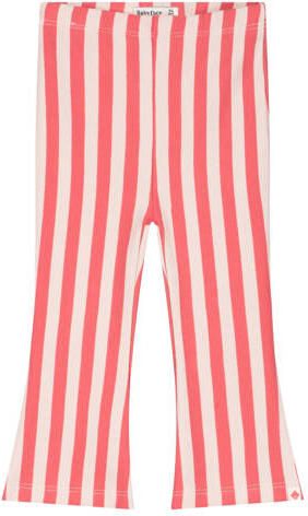 Babyface katoenen gestreepte flared babybroek roze wit Meisjes Stretchkatoen