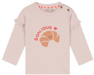 Babyface longsleeve met ruches en print lichtroze Meisjes Stretchkatoen Ronde hals