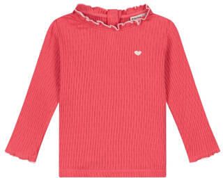 Babyface longsleeve met ruches koraalrood Meisjes Katoen Opstaande kraag