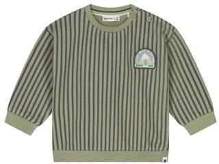 Babyface rechtvallende gestreepte sweater groen Jongens Stretchkatoen Ronde hals