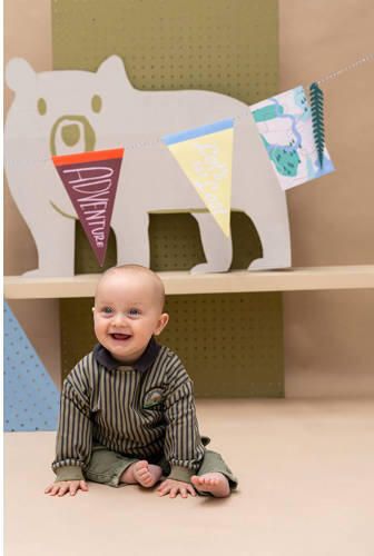 Babyface rechtvallende gestreepte sweater groen Jongens Stretchkatoen Ronde hals - Foto 2