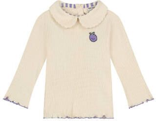 Babyface rechtvallende longsleeve met ruches en print crème Ecru Meisjes Katoen Peter Pan-kraag