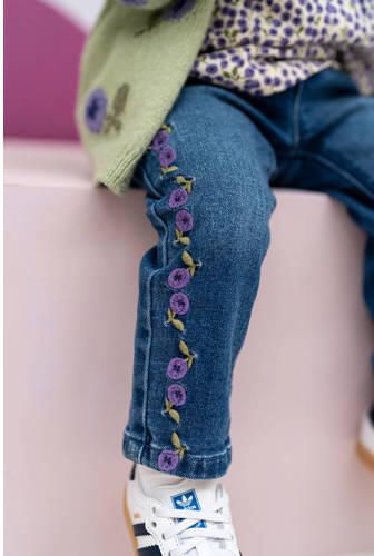Babyface straight leg jeans met borduursels en print mediumblauw Meisjes Katoen - Foto 2