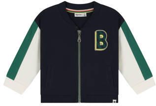 Babyface sweatvest donkerblauw wit groen Jongens Stretchkatoen Ronde hals