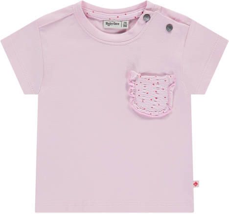 Babyface T-shirt lichtroze Meisjes Stretchkatoen Ronde hals Effen