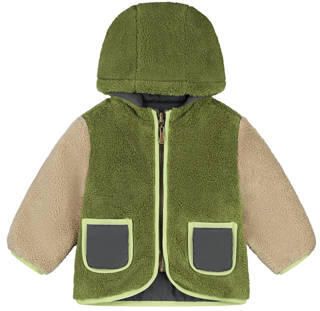 Babyface teddy reversible jas groen antraciet Meerkleurig