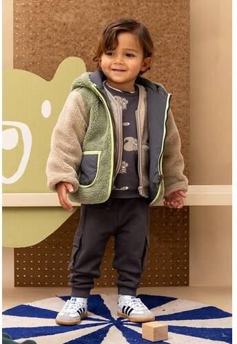 Babyface teddy reversible jas groen antraciet Meerkleurig - Foto 2