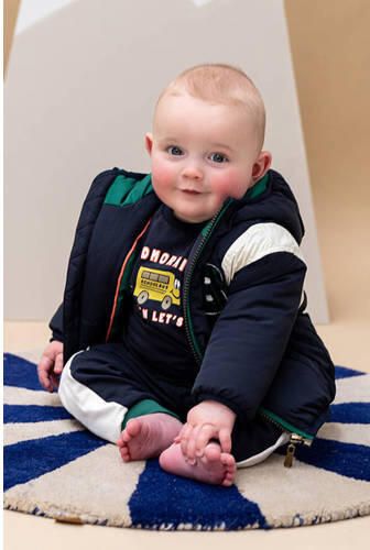 Babyface winterjas donkerblauw wit groen Jongens Polyamide Capuchon Meerkleurig - Foto 2