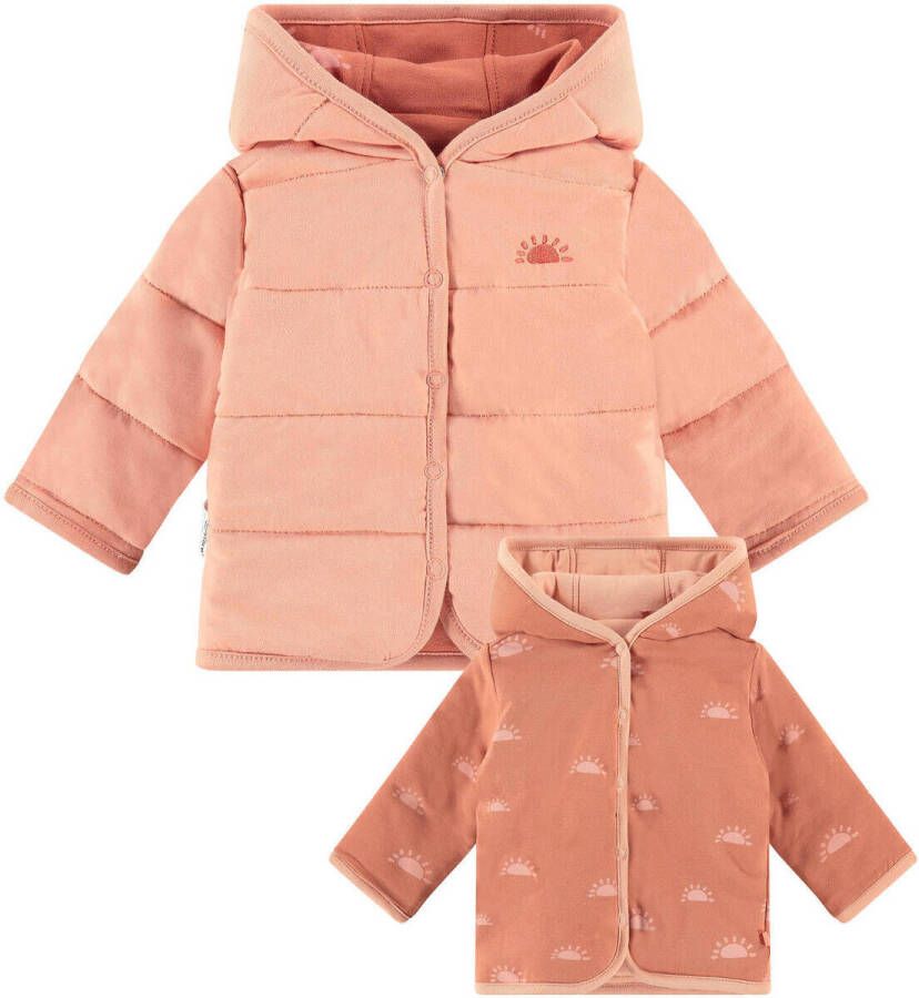 Babyface newborn baby reversible gewatteerde tussenjas roze