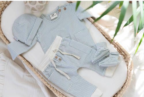 Baby's Only baby muts Stripe lichtblauw off white Stretchkatoen maat 3-6 mnd - Foto 2