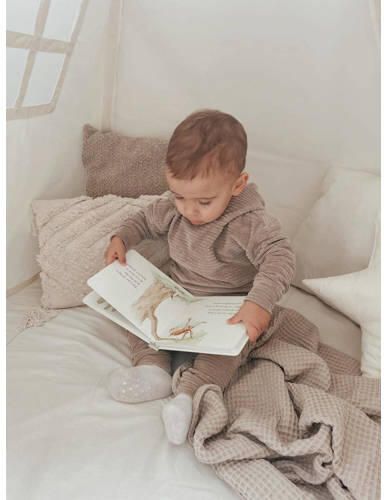 Babystyling baby corduroy hoodie bruin Sweater Effen 50 56