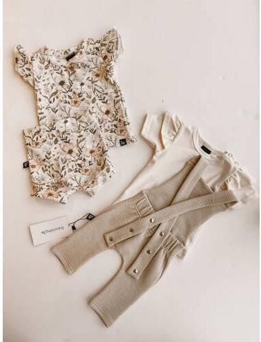Babystyling baby gebloemde casual short offwhite lichtroze Korte broek Ecru Meisjes Stretchkatoen 74 80