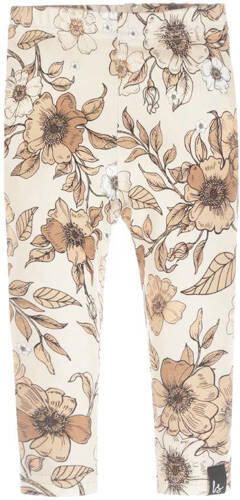 Babystyling baby gebloemde regular fit broek beige ecru Meisjes Katoen 50 56