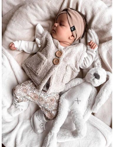 Babystyling baby gebloemde regular fit broek ecru beige Meisjes Katoen 86 92