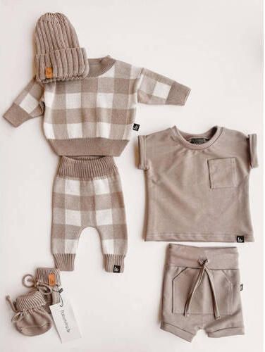 Babystyling baby geruite regular fit broek bruin wit Katoen 50 56