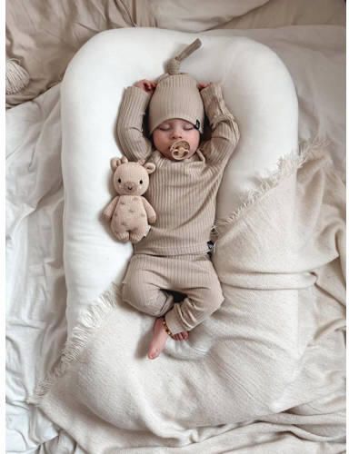 Babystyling baby longsleeve beige Jongens Katoen Ronde hals Effen 56