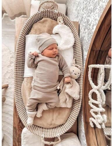Babystyling baby regular fit broek beige Katoen Effen 50