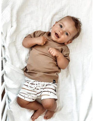Babystyling baby sweatshort met all over print offwhite bruin Korte broek Jongens Stretchkatoen