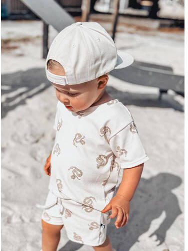 Babystyling baby T-shirt met all over print ecru lichtbruin Jongens Stretchkatoen Ronde hals 86 92 - Foto 2