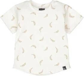 Babystyling baby T-shirt met all over print ecru lichtbruin Jongens Stretchkatoen Ronde hals