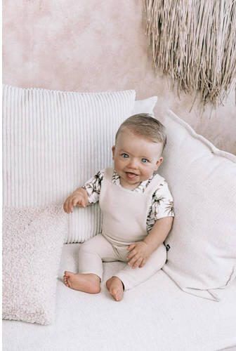 Babystyling baby T-shirt met all over print wit bruin Jongens Katoen Ronde hals 62 68