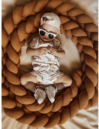 Babystyling baby T-shirt met all over print wit bruin Jongens Katoen Ronde hals 50 56