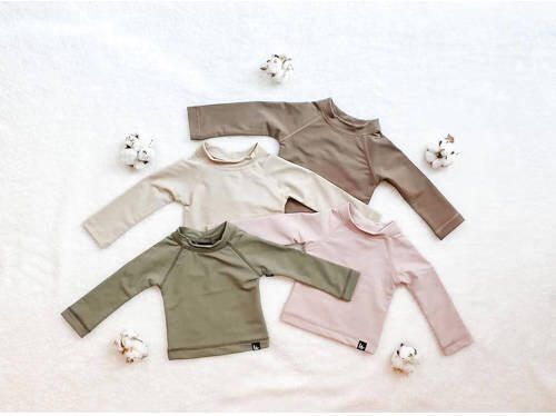 Babystyling baby zwemshirt beige Longsleeve Stretchkatoen Ronde hals 50 56