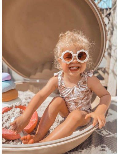 Babystyling gebloemde newborn baby badpak offwhite lichtbruin Wit Meisjes Stretchkatoen 86 92 - Foto 2