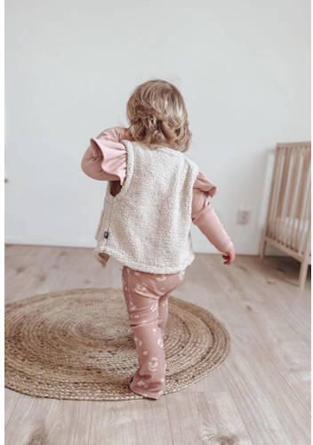 Babystyling romper met ruches oudroze Meisjes Katoen Ronde hals Effen 62 68 - Foto 2