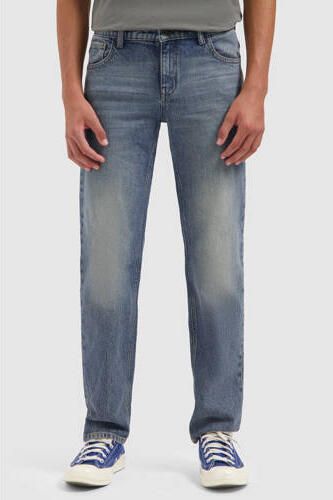 Ballin waist regular fit jeans medium blue denim Blauw Effen