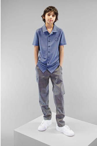Bellaire geruite regular fit broek zwart Jongens Polyester Ruit 122 128