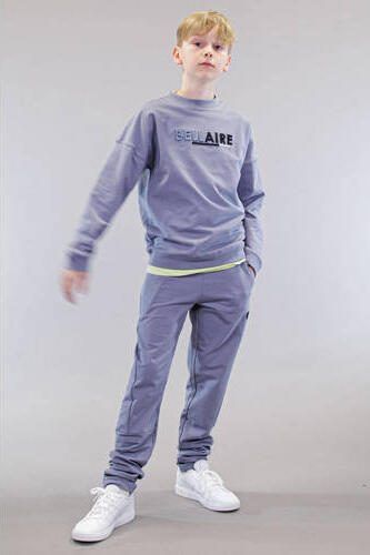 Bellaire sweater met printopdruk vergrijsdblauw Printopdruk 134 140