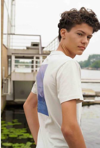 Bellaire T-shirt met backprint grijs Jongens Katoen Ronde hals Backprint 122 128